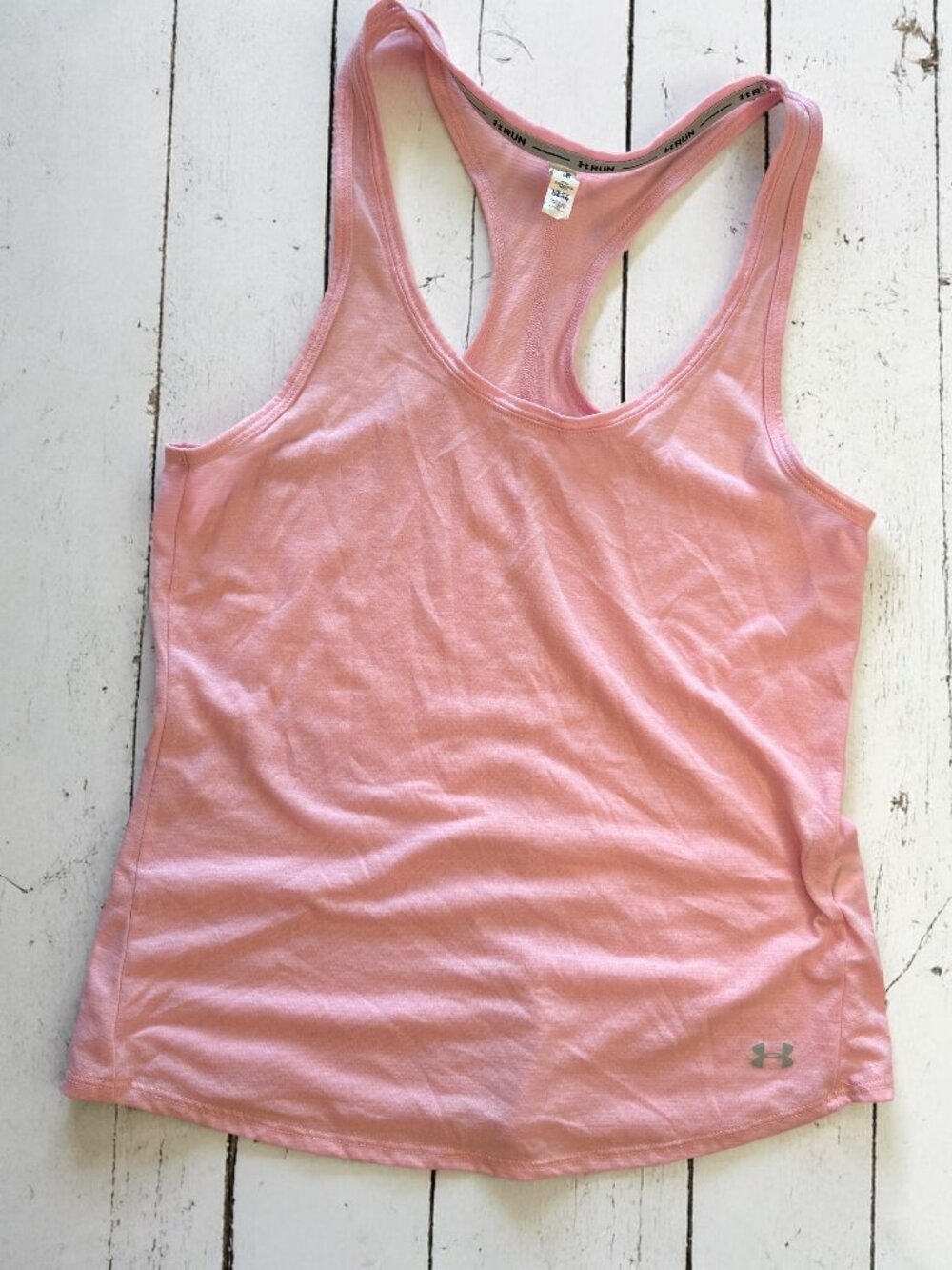 Under Armour HeatGear Tank Pink Racerback Athletic Top Fitted Size Small